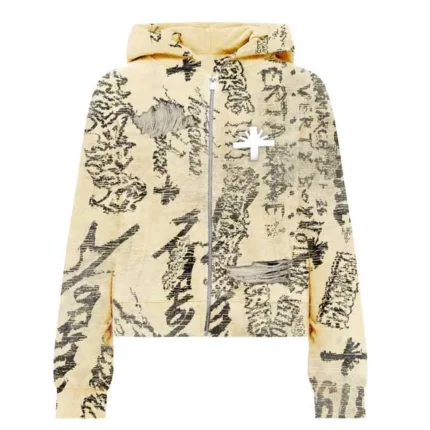 VERTABRAE – Ivory Graffiti Zip Up Hoodie | Fast & Free Shipping