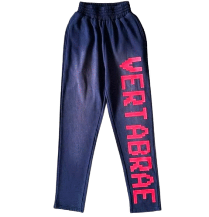 “Vertabrae Navy Blue with Red Logo Sweatpant – Vertebrae SweatsPant with bold red branding”